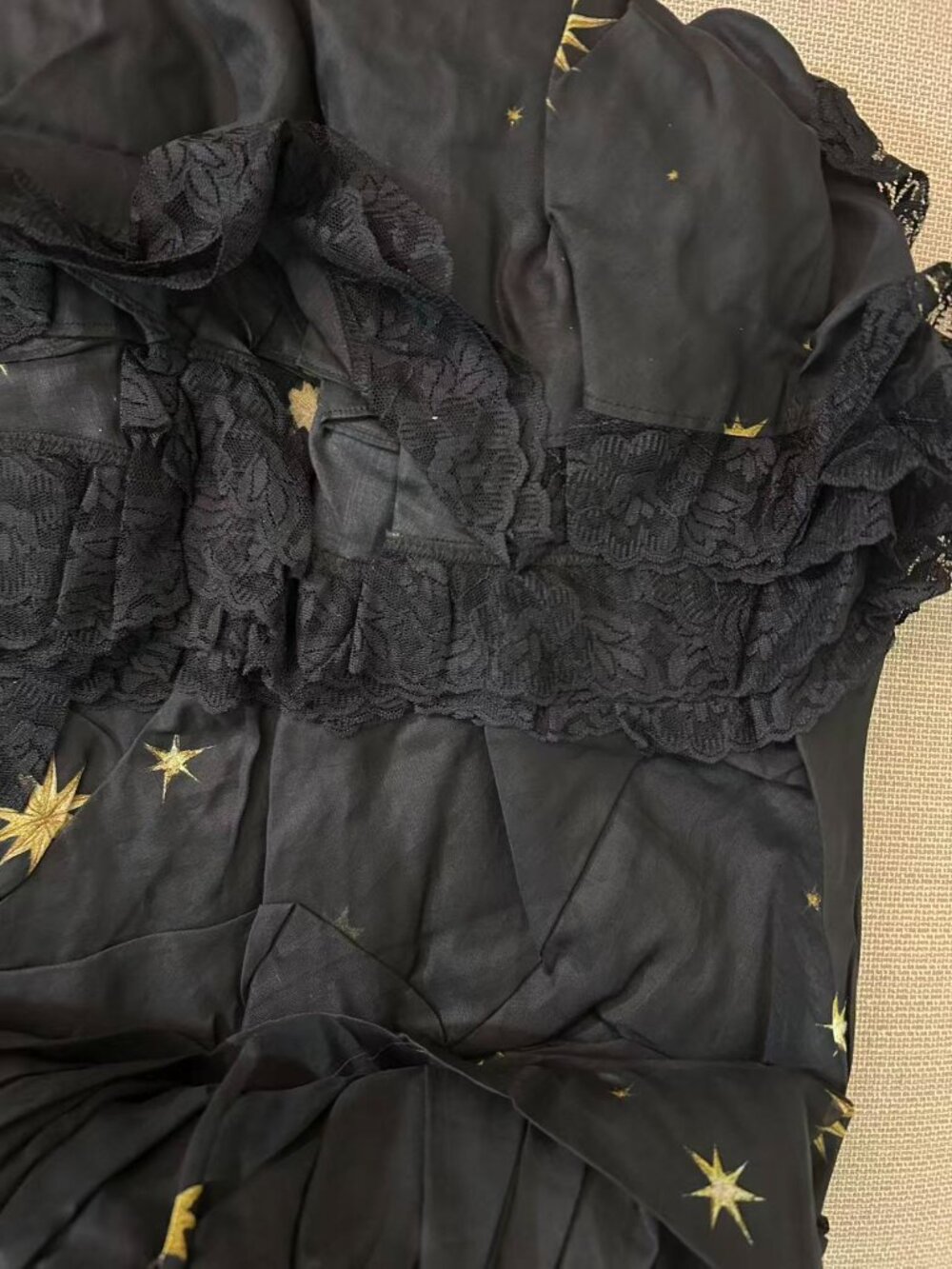 Selkie Saint Cupid Midi Dress Black Gold Star Small - Picture 9 of 12